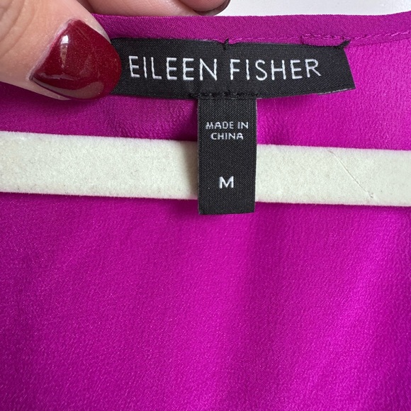 Eileen‎ Fisher Womens M pink Fuchsia 100% Silk Slip Dress Double Spaghetti Strap - Picture 2 of 6